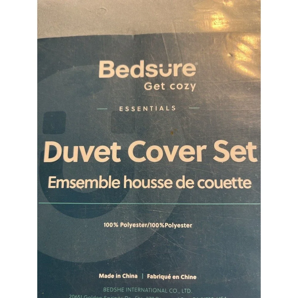 New - Bedsure Set Blue Duvet & Pillowcase - Twin Size